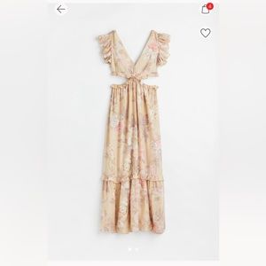 H&M brand new floral chiffon cut out dress. Size XS.